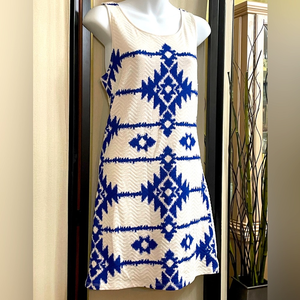 Blue and White Patterned Dress
